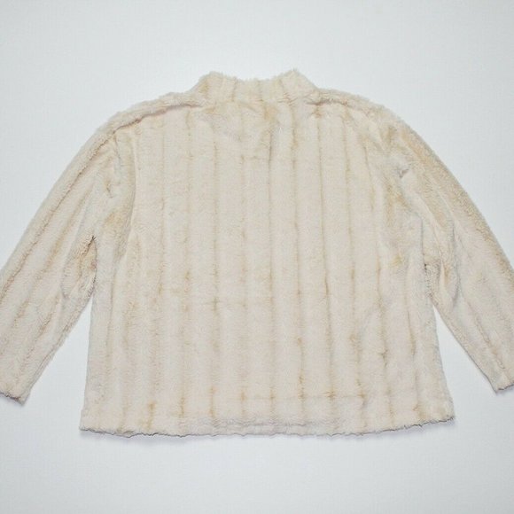 Ribbed Faux Fur Mock Neck Pullover Teddy Sweater - Picture 3 of 9